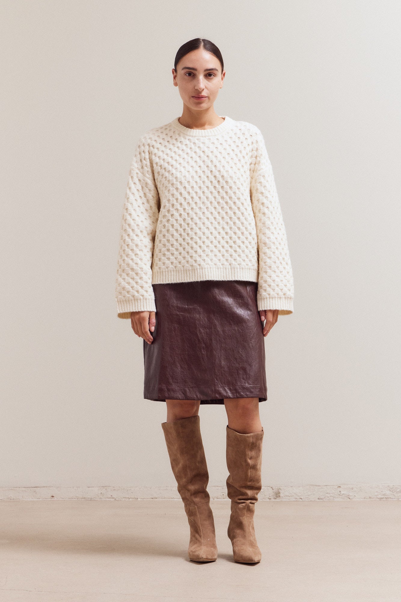 Check Texture Knit Sweater