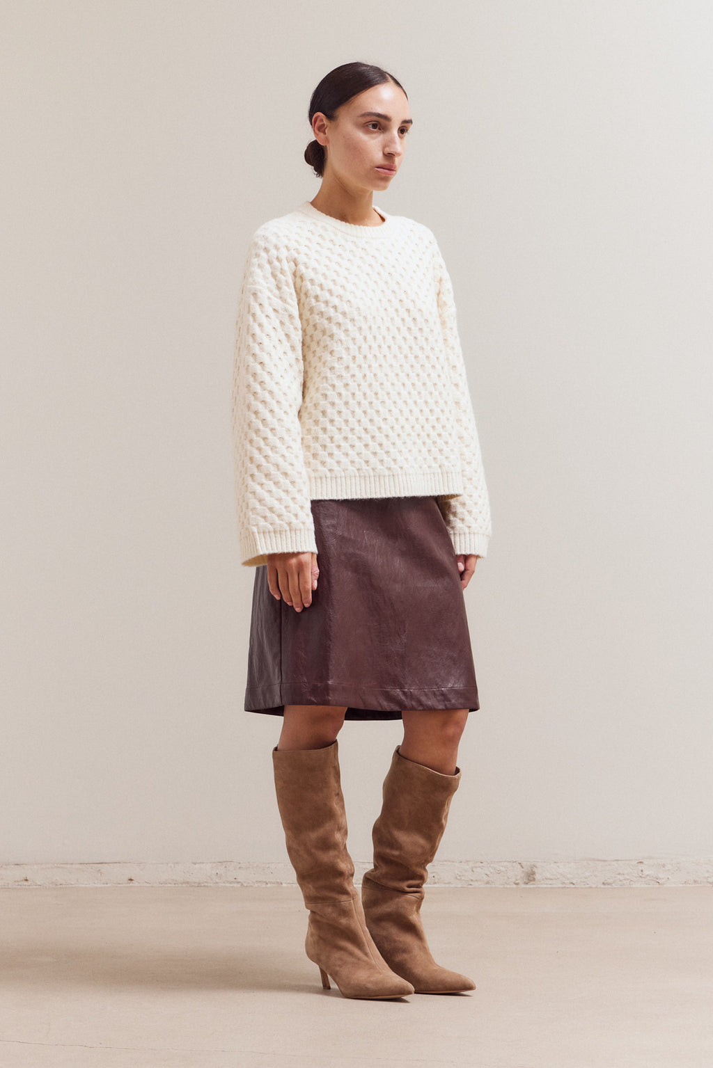 Check Texture Knit Sweater