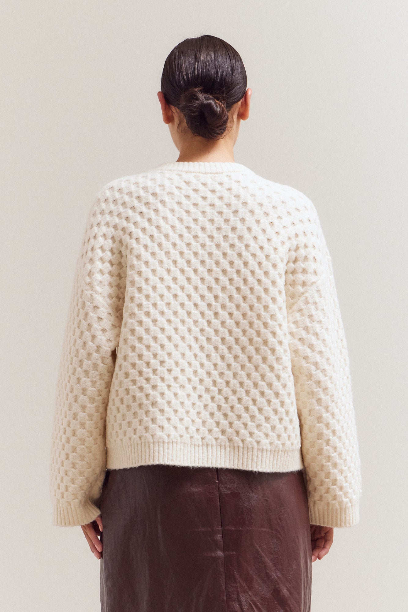 Check Texture Knit Sweater
