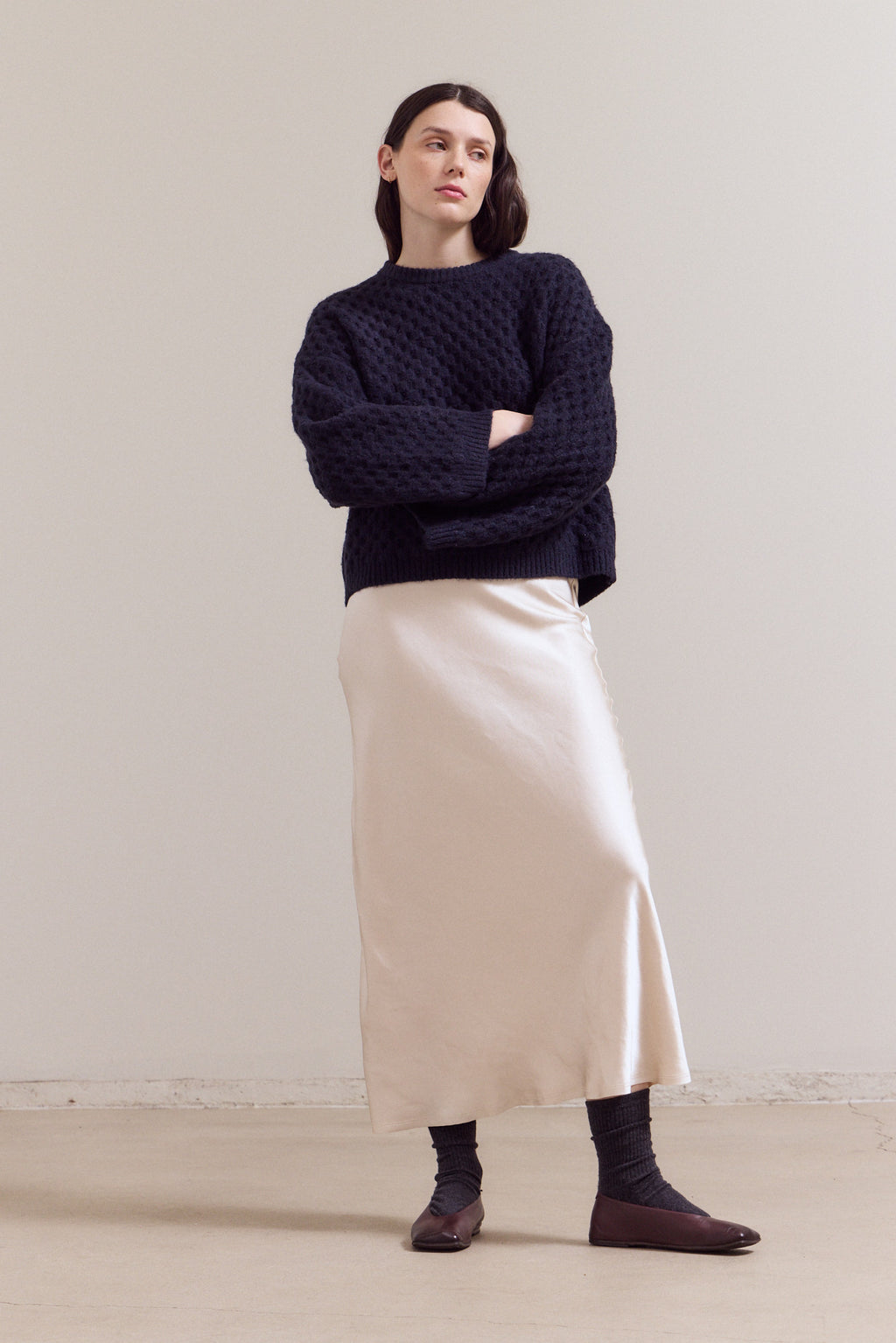 Check Texture Knit Sweater