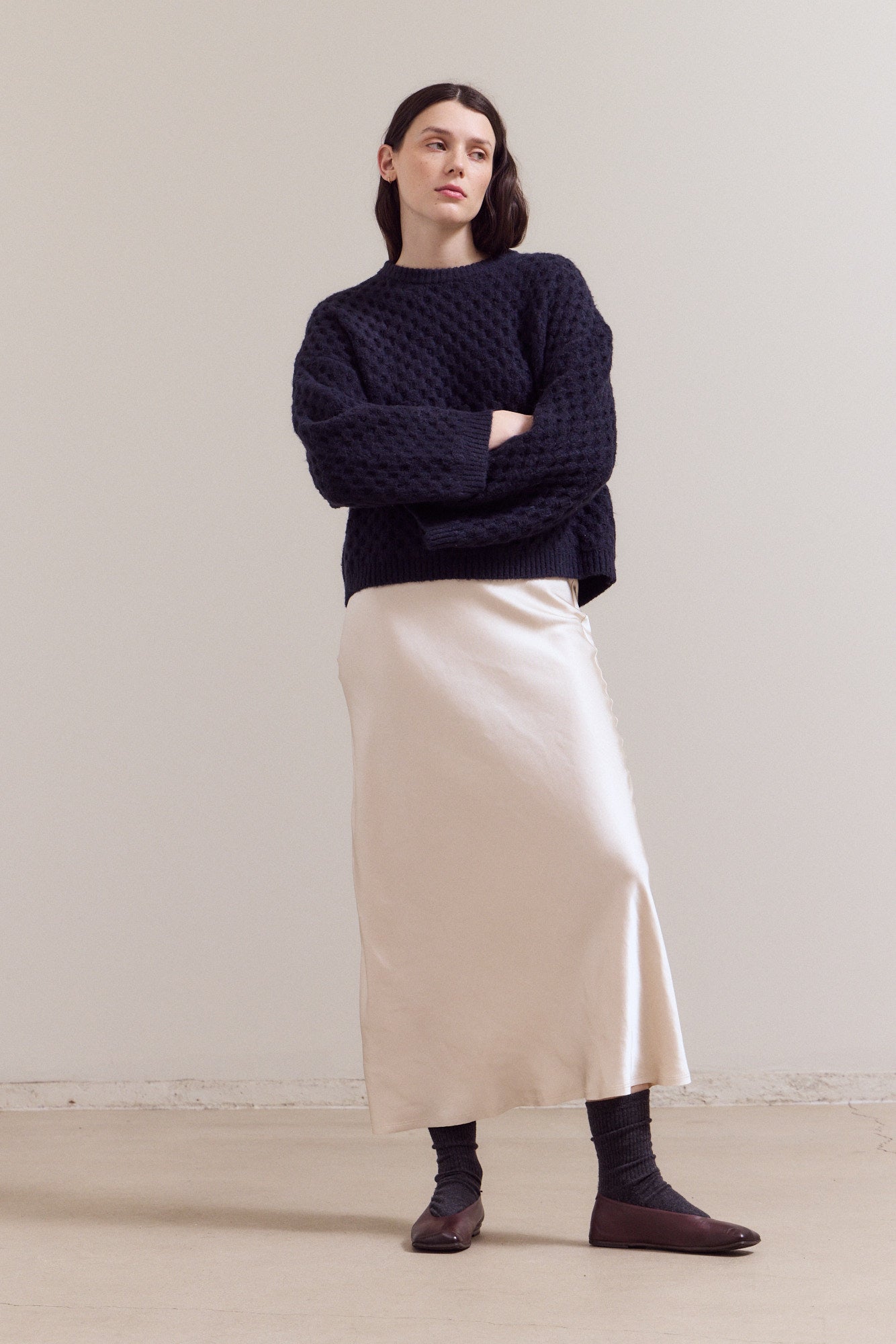 Check Texture Knit Sweater