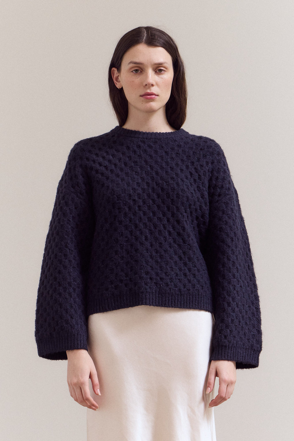 Check Texture Knit Sweater