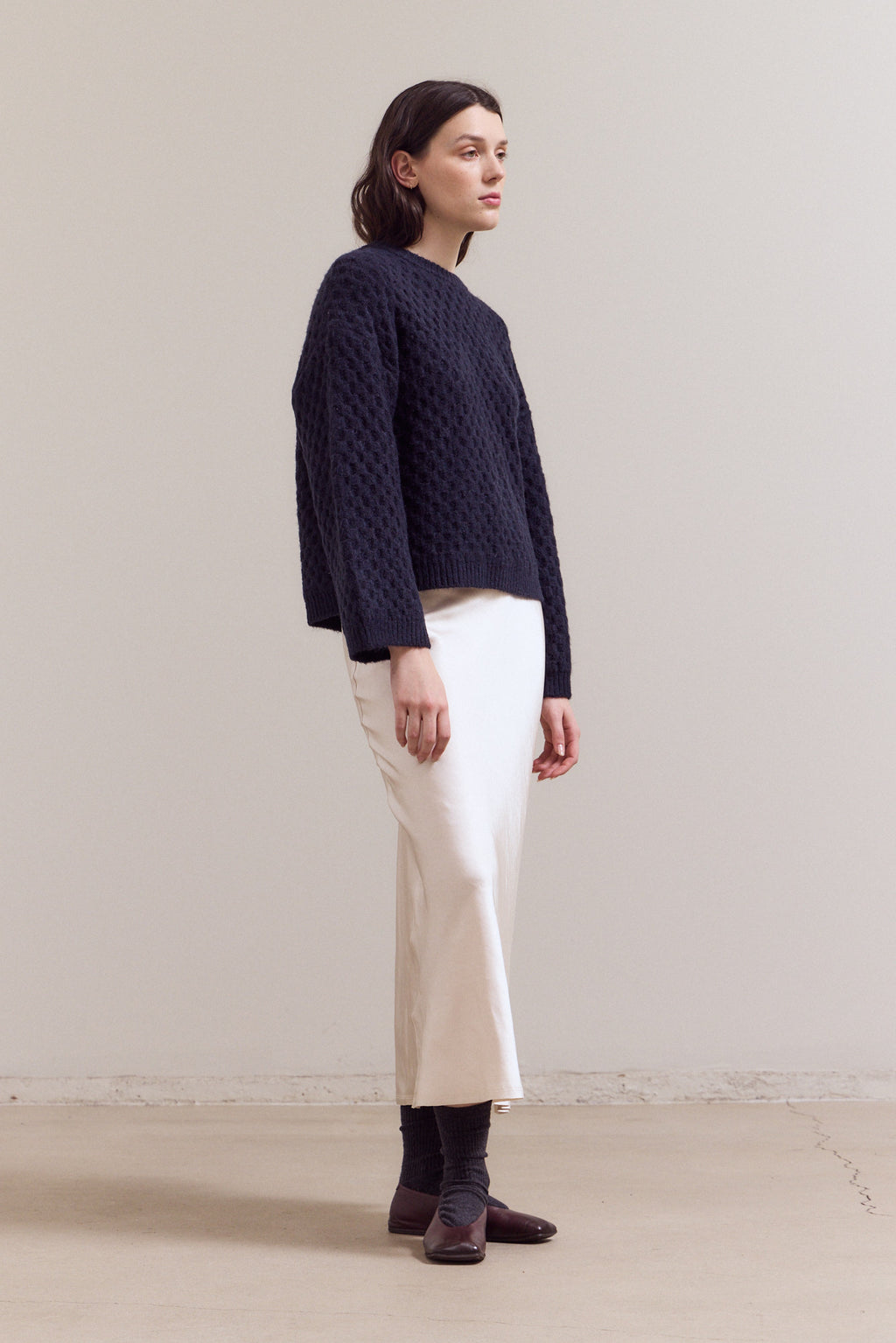Check Texture Knit Sweater