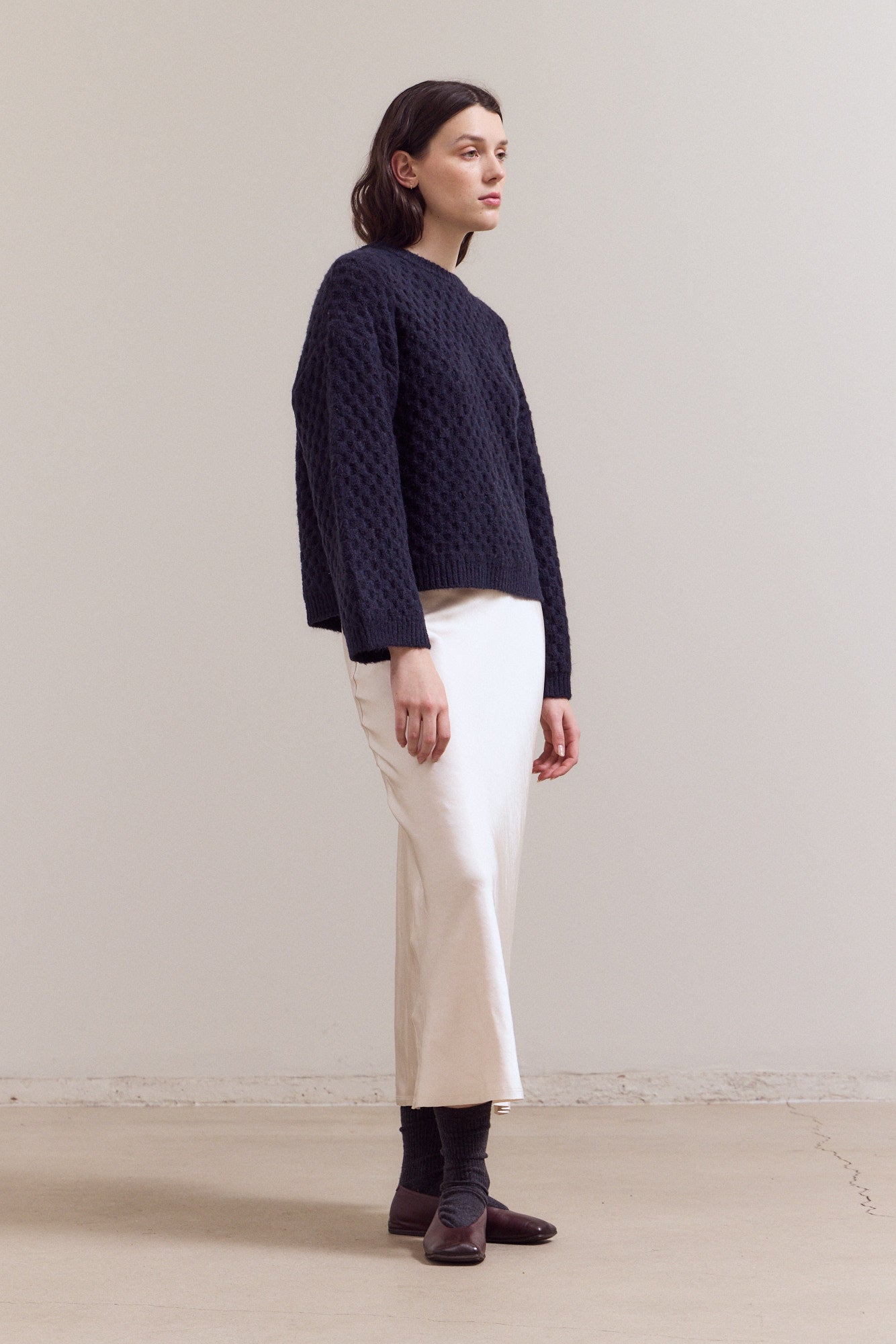Check Texture Knit Sweater