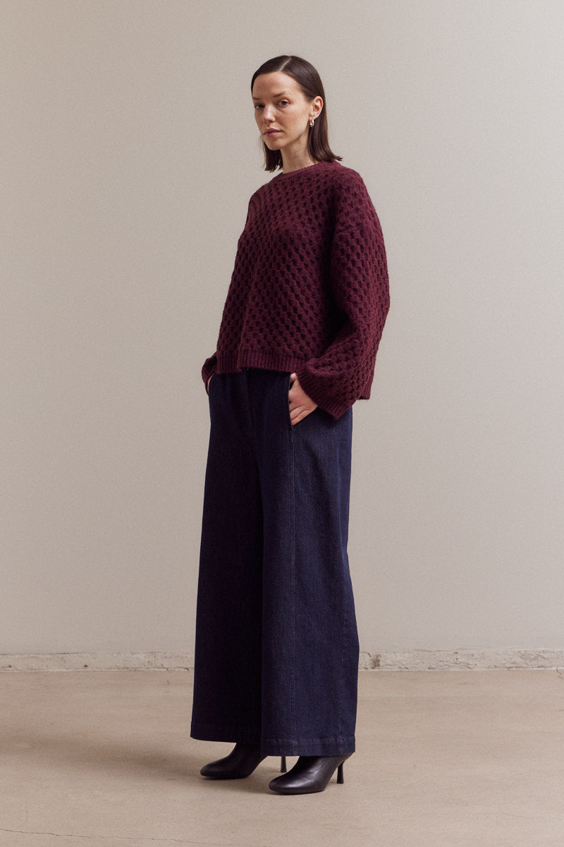 Check Texture Knit Sweater