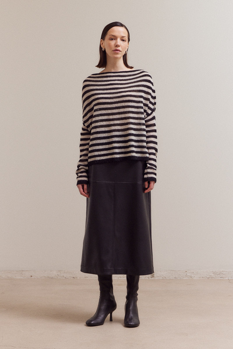 Stripe Off Shoulder Knit