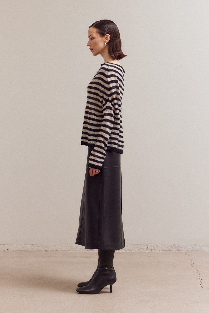 Stripe Off Shoulder Knit