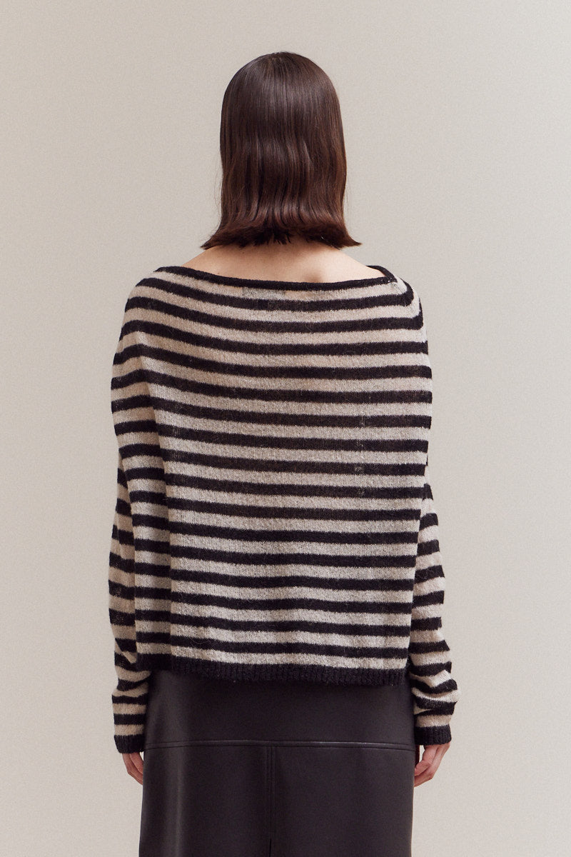 Stripe Off Shoulder Knit