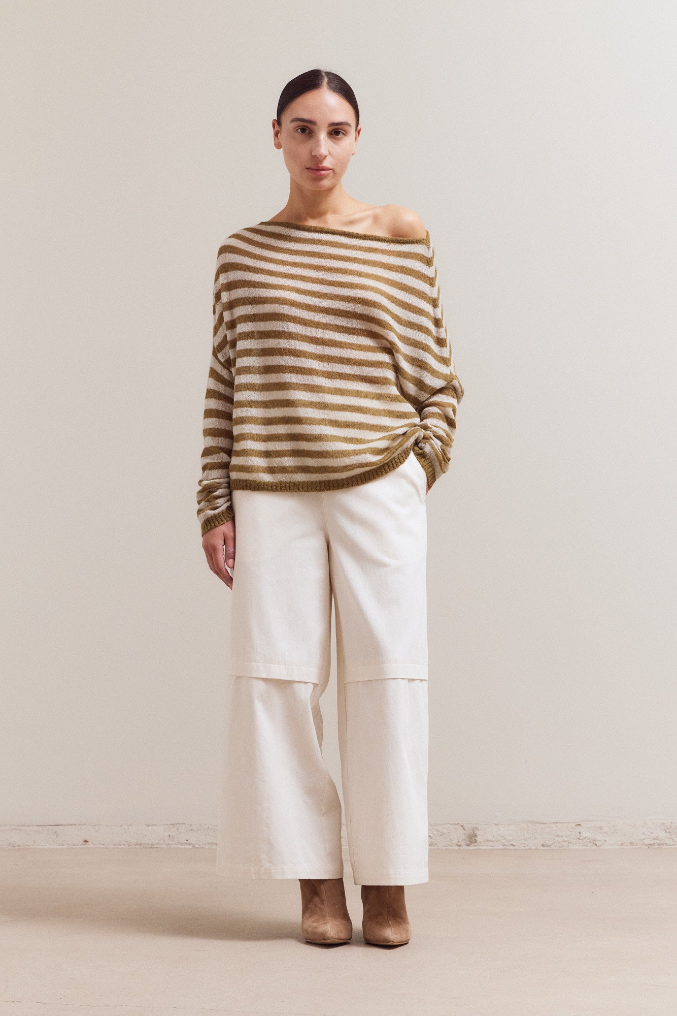 Stripe Off Shoulder Knit