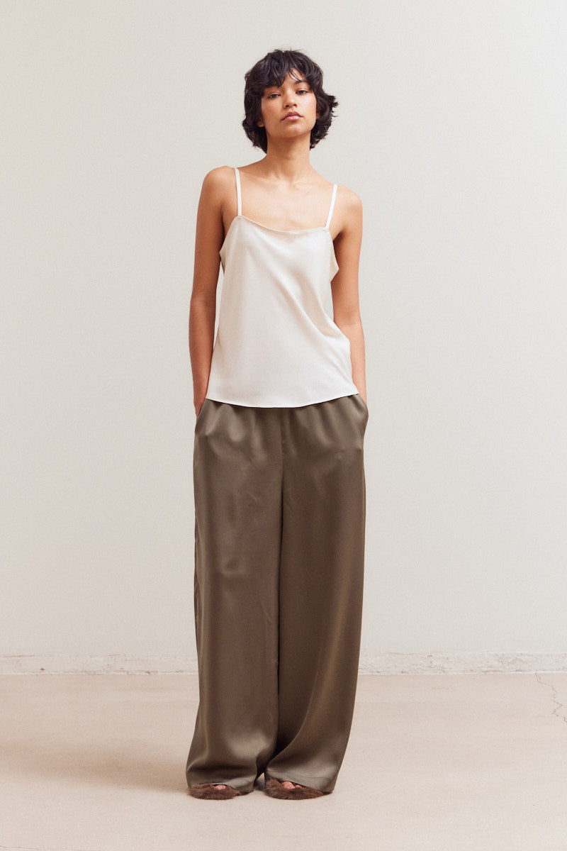 Smocking Waist Satin Pants