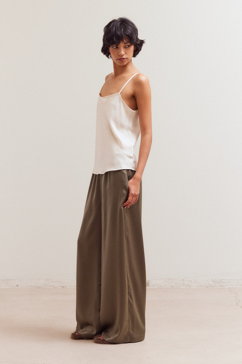Smocking Waist Satin Pants