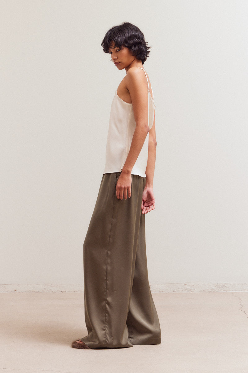 Smocking Waist Satin Pants