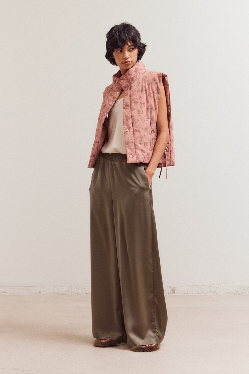 Smocking Waist Satin Pants