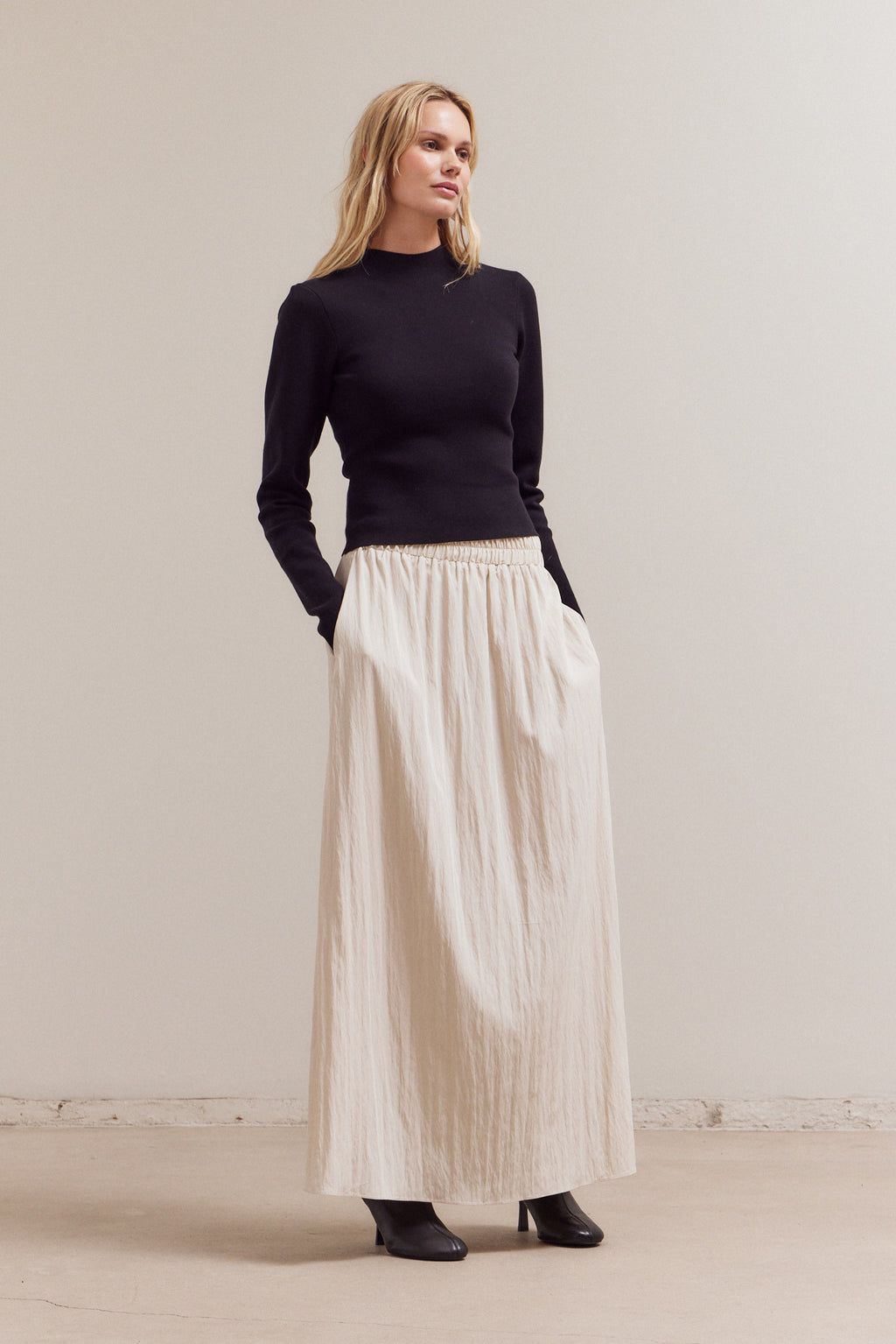 Shirred Maxi Skirt