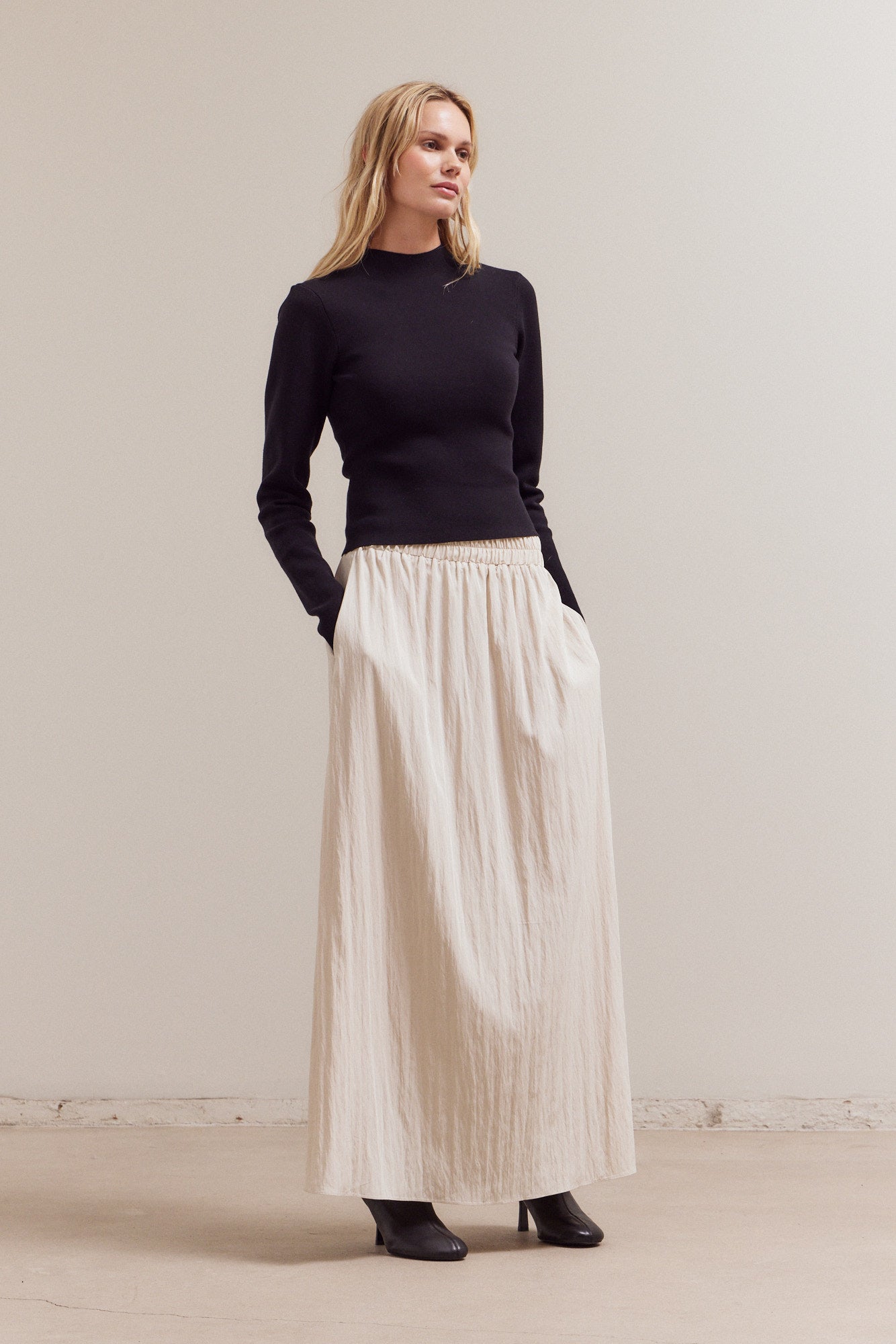 Shirred Maxi Skirt