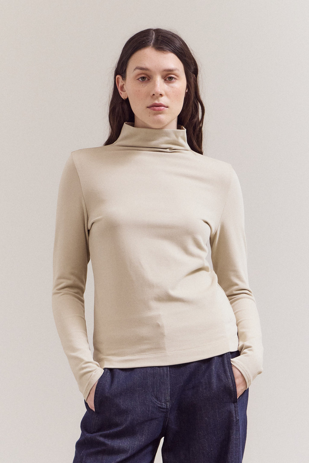 Brush Mock Neck Long Sleeves Top