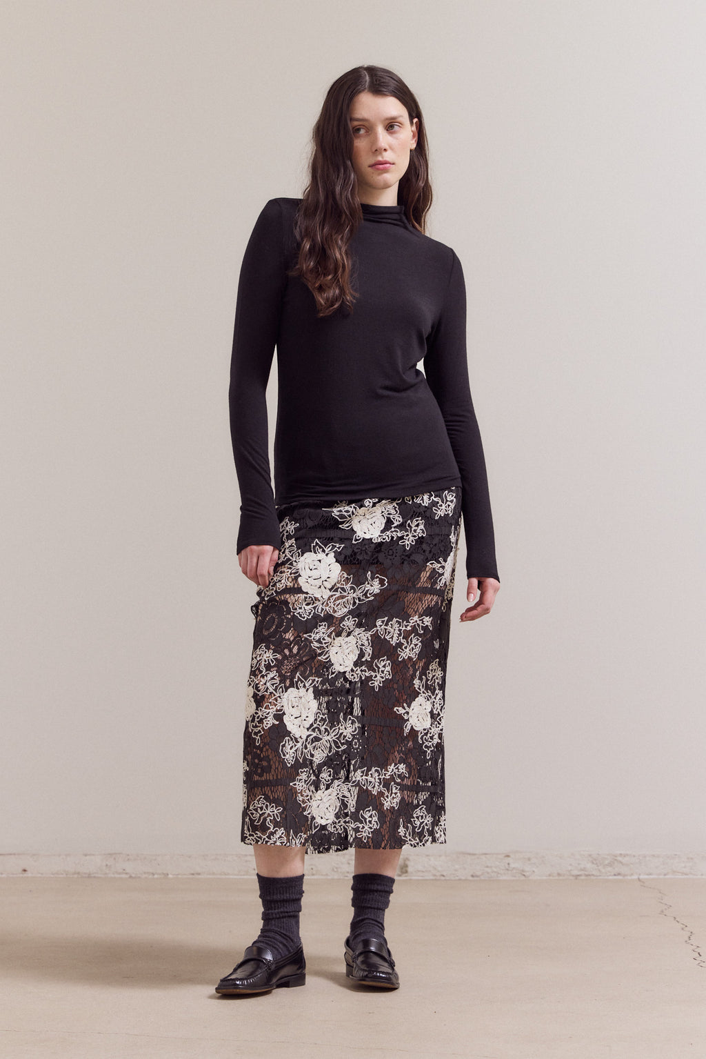 Mock Neck Fitted Jersey Top