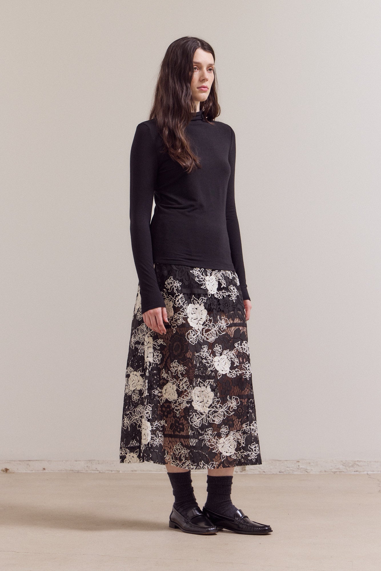 Mock Neck Fitted Jersey Top