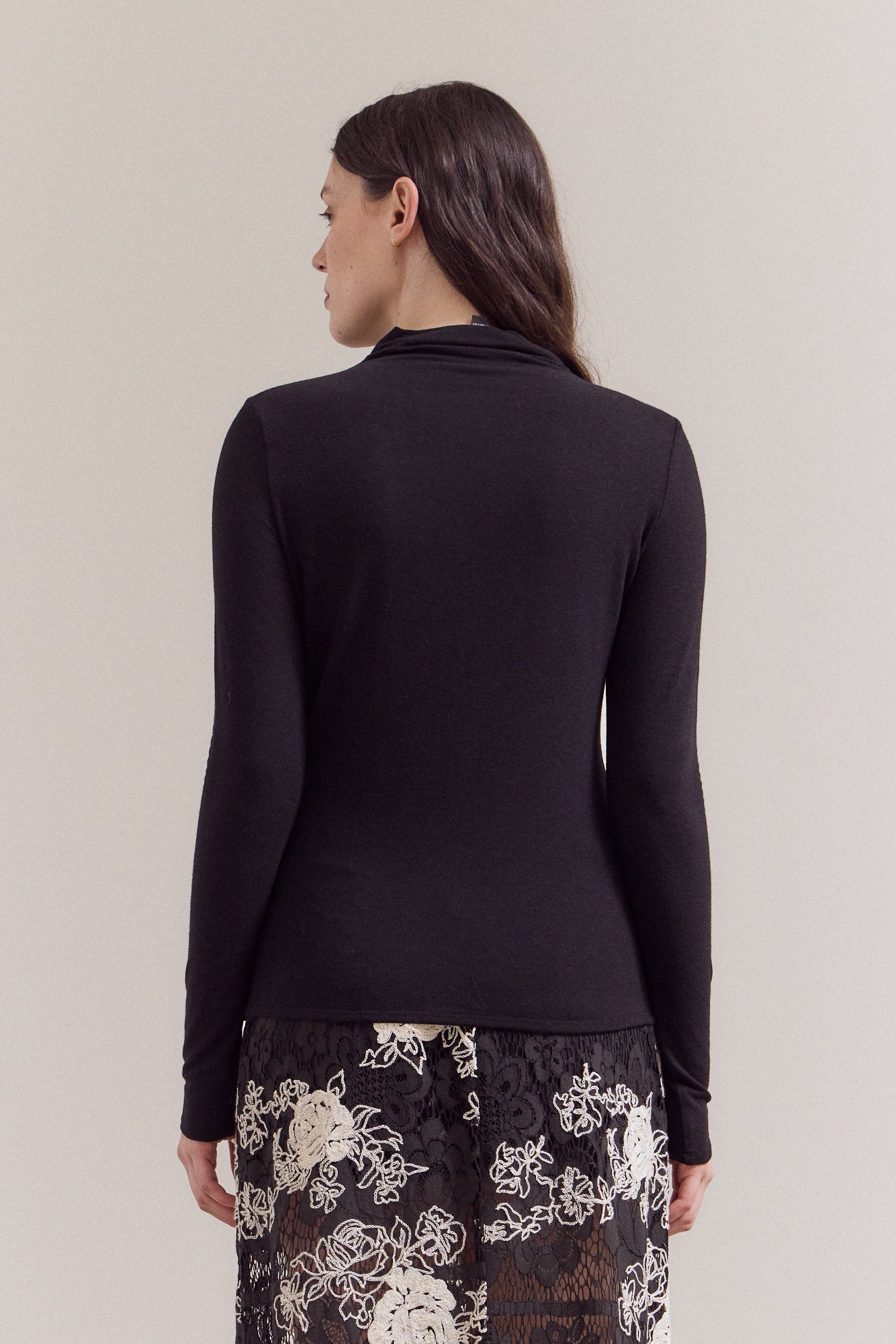 Mock Neck Fitted Jersey Top