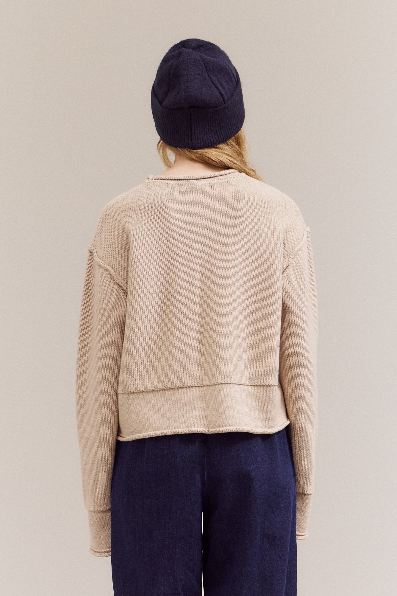 Rolled Edge Detail Long Sleeve Top