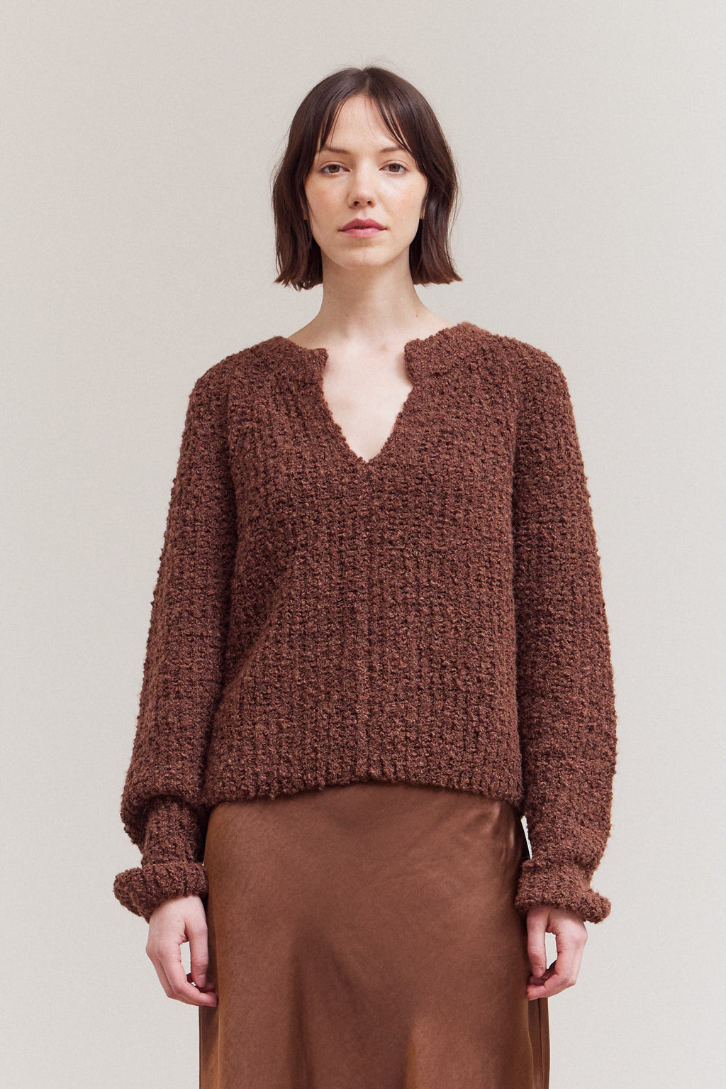 Opened V-Neck Sweater Top