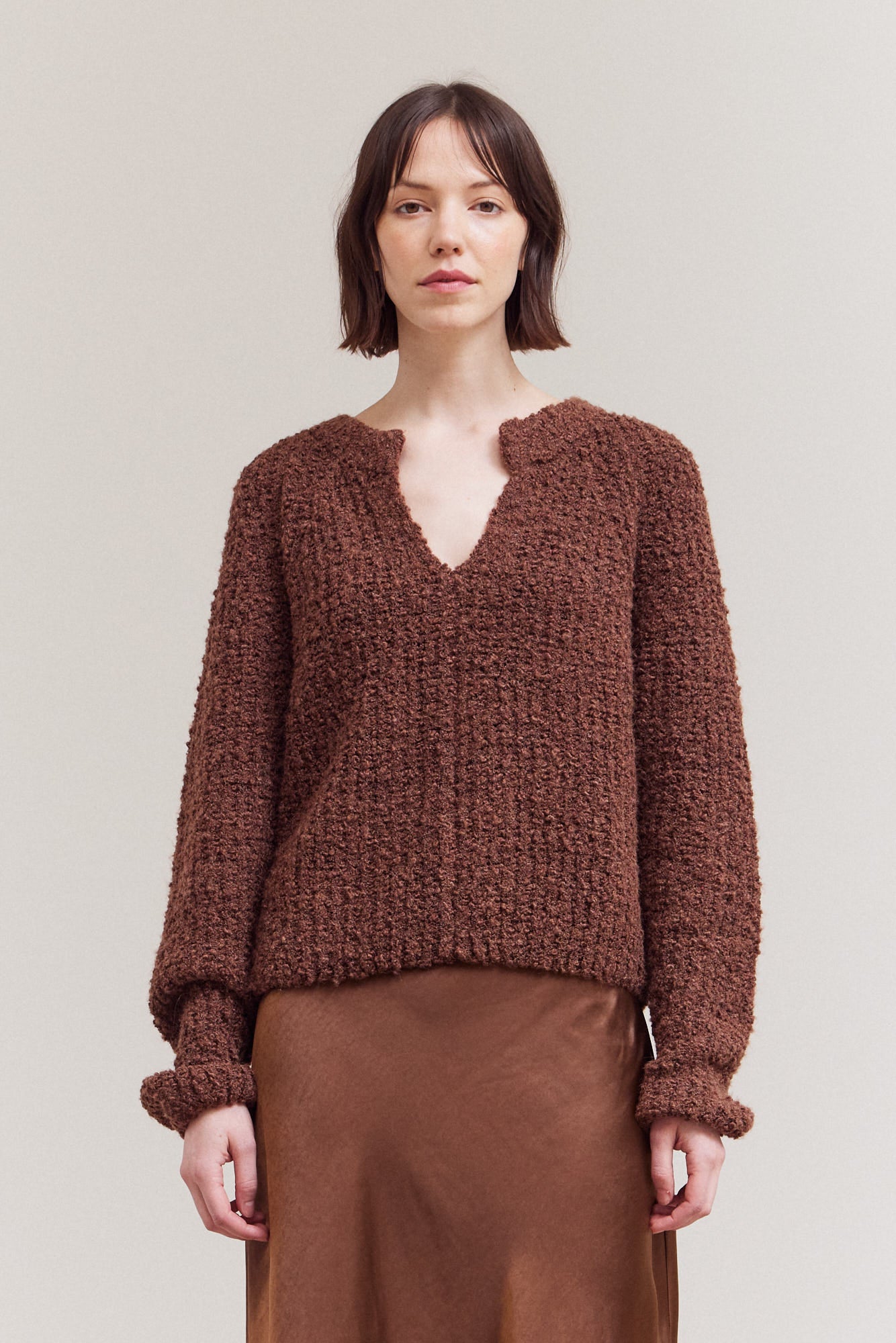 Opened V-Neck Sweater Top