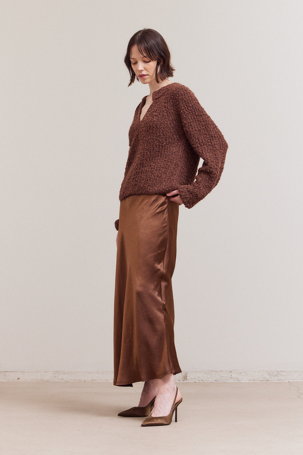 Opened V-Neck Sweater Top