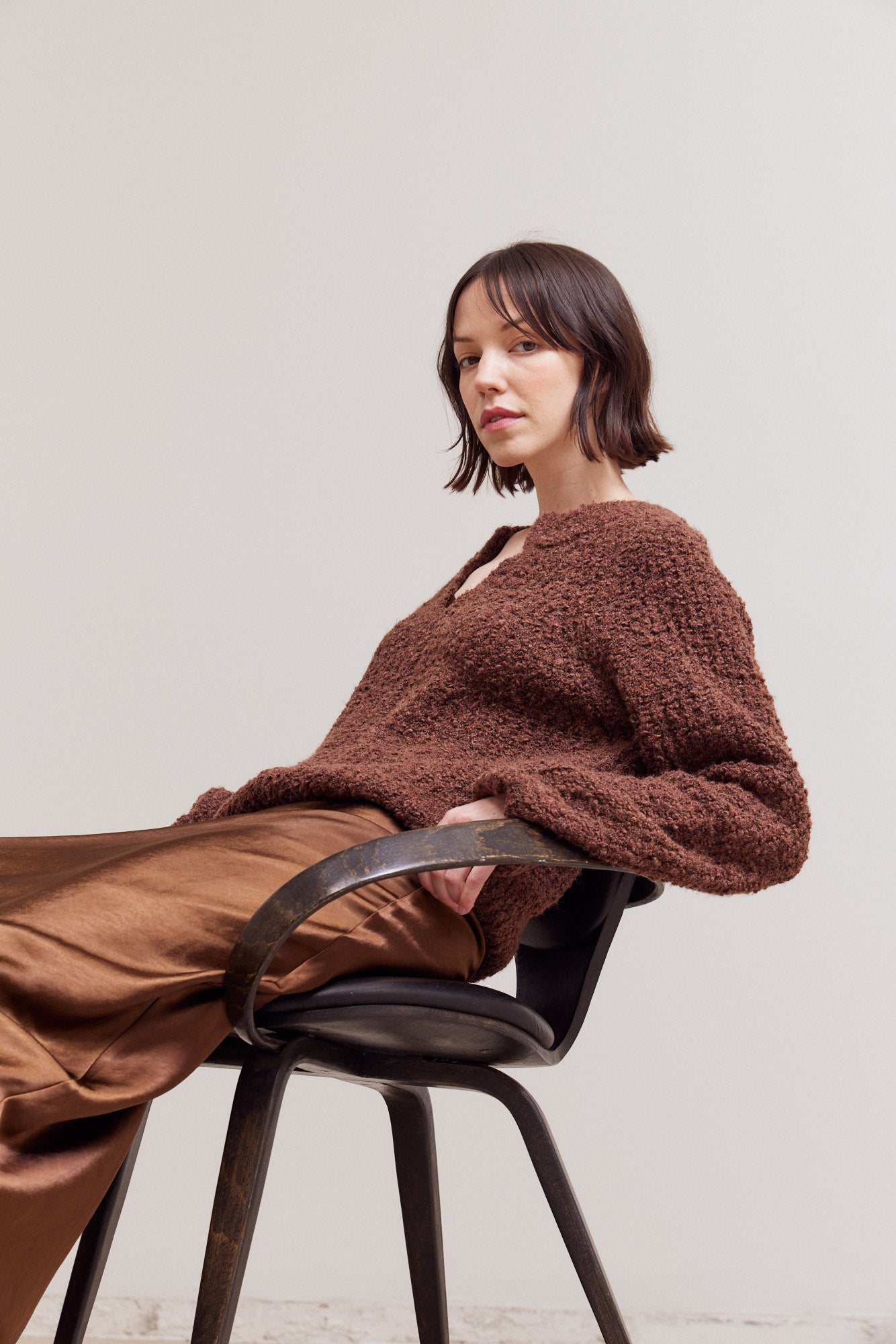 Opened V-Neck Sweater Top