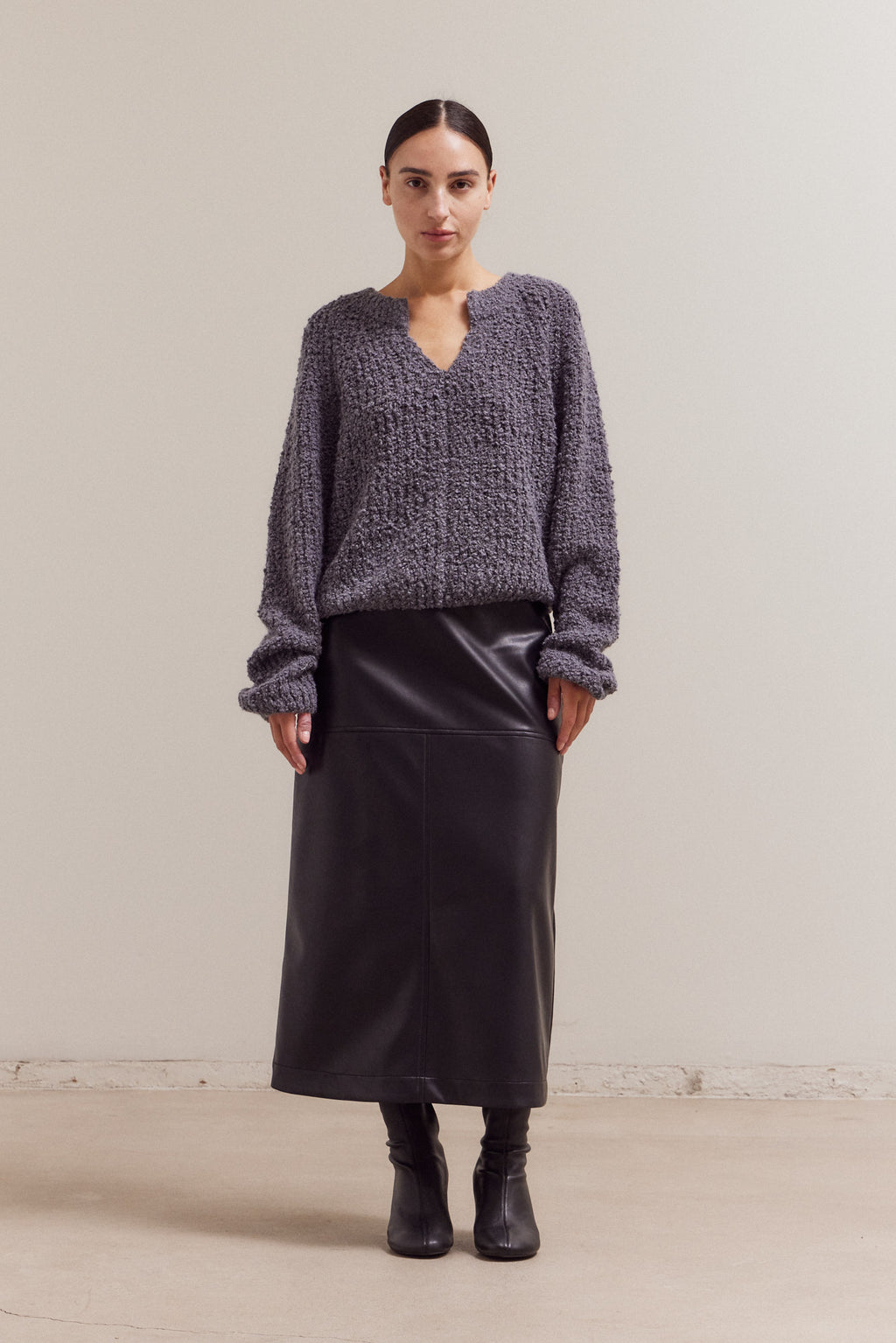 Opened V-Neck Sweater Top