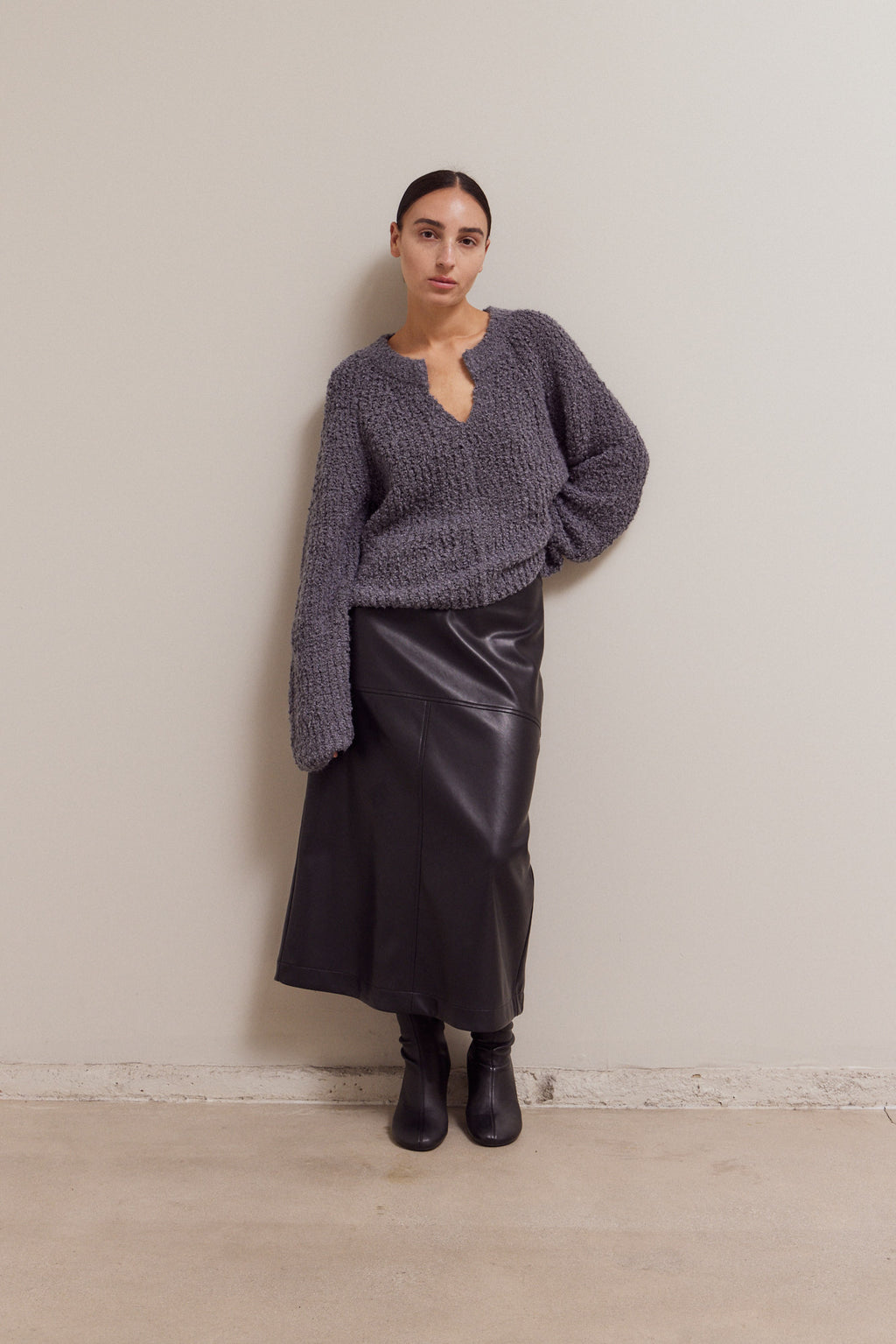 Opened V-Neck Sweater Top