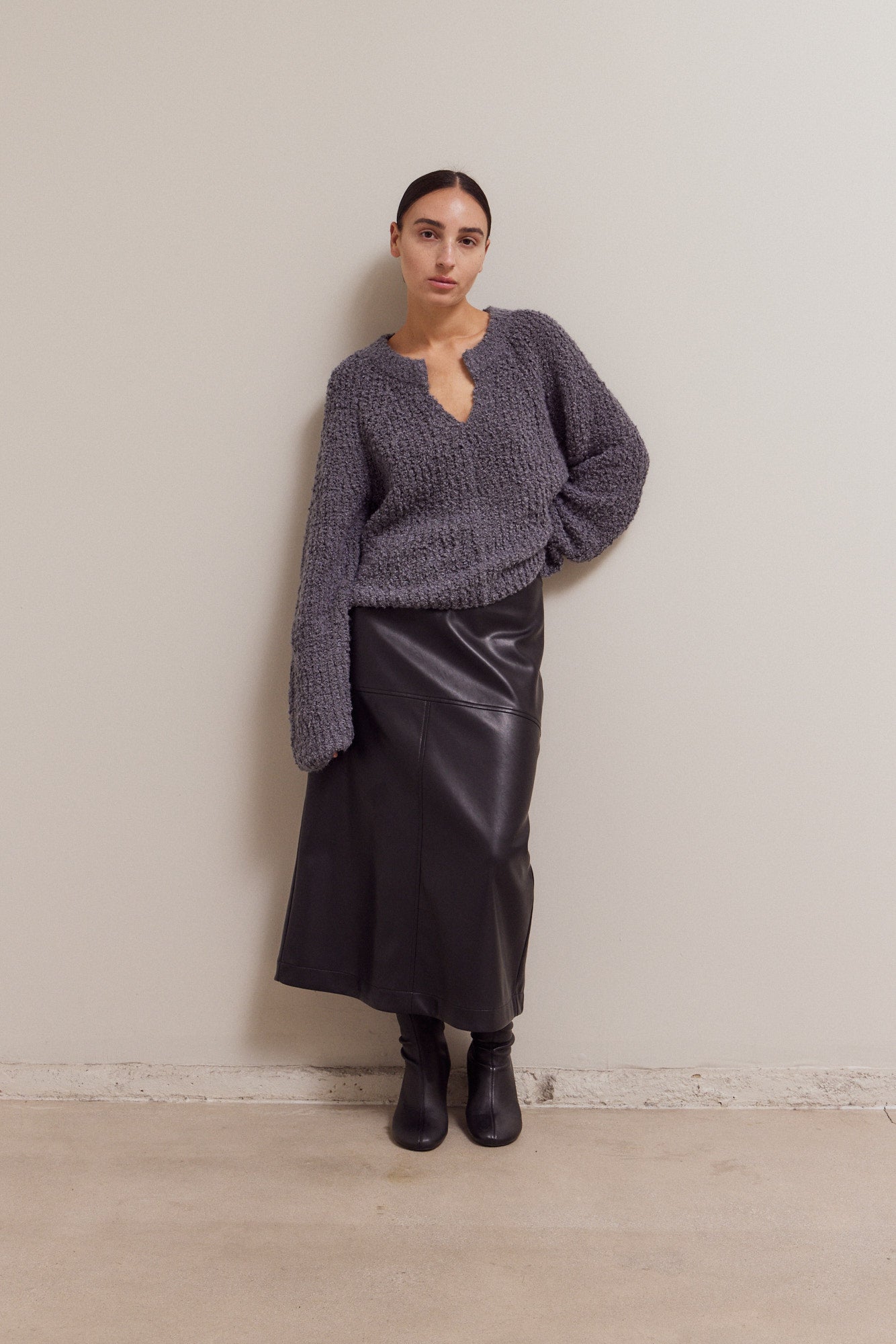 Opened V-Neck Sweater Top