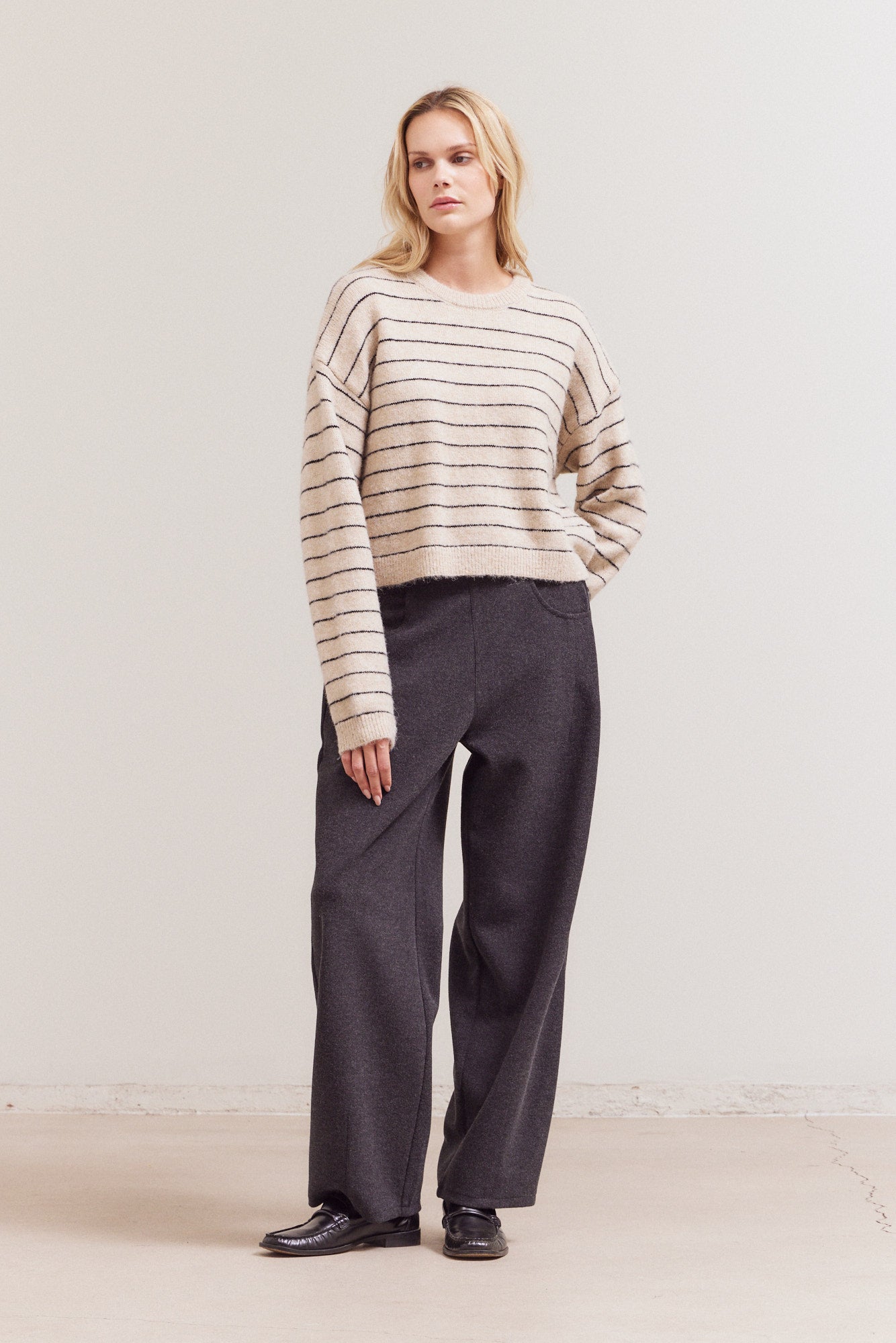 Striped Drop Shoulder Sweater Top