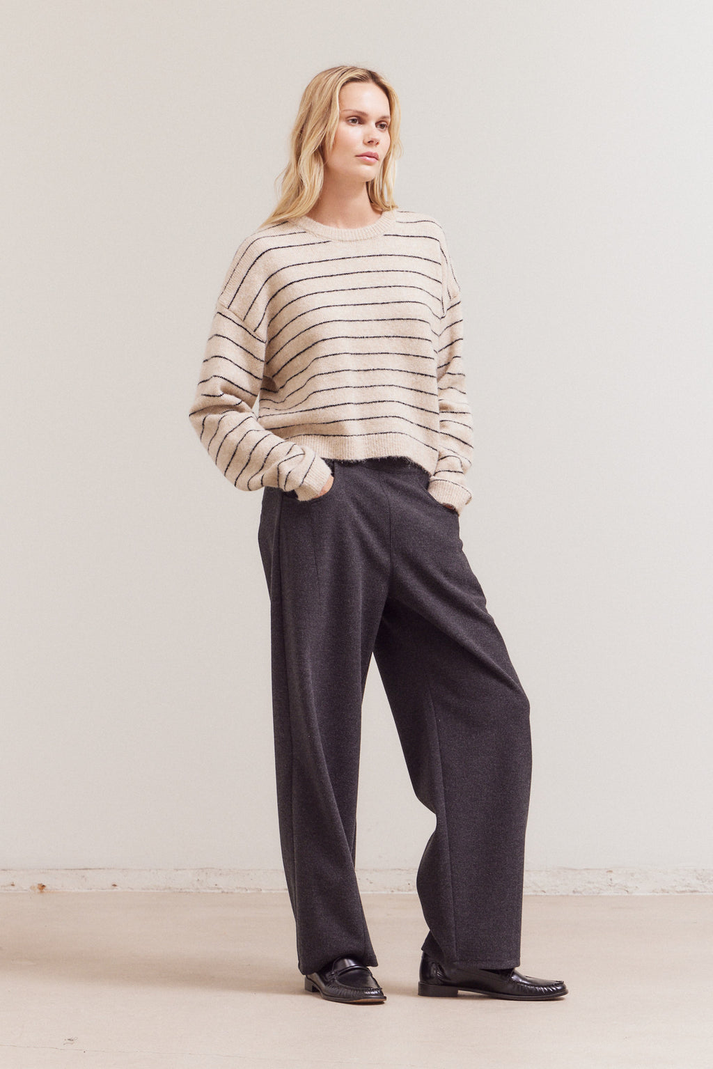 Striped Drop Shoulder Sweater Top