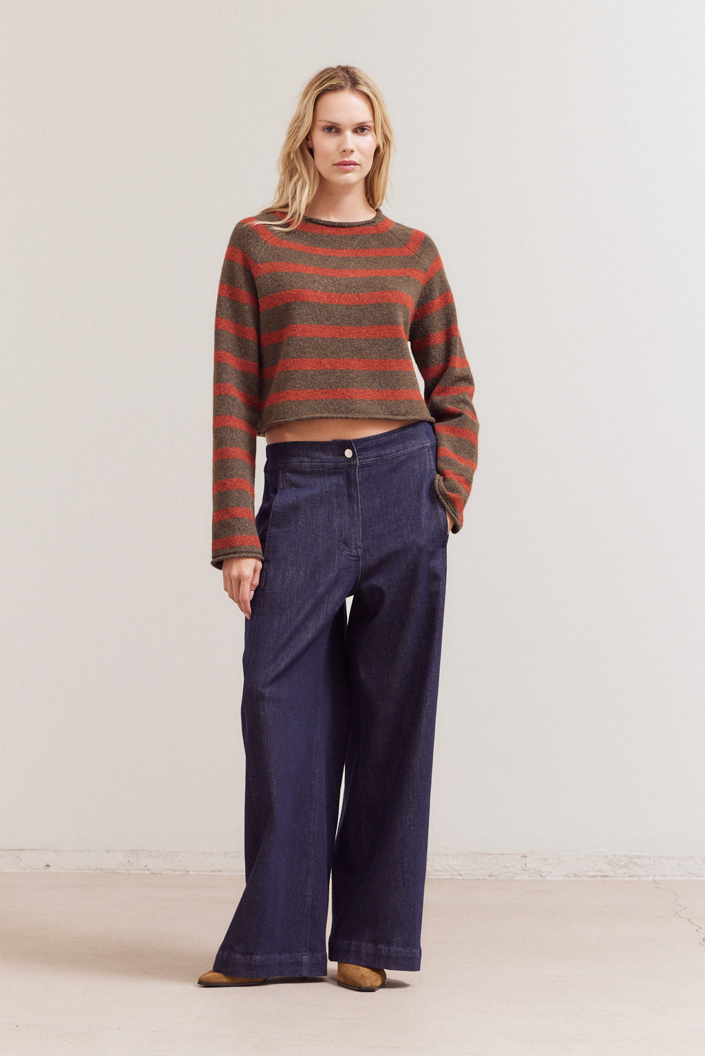 Striped Mock Neck Knitwear