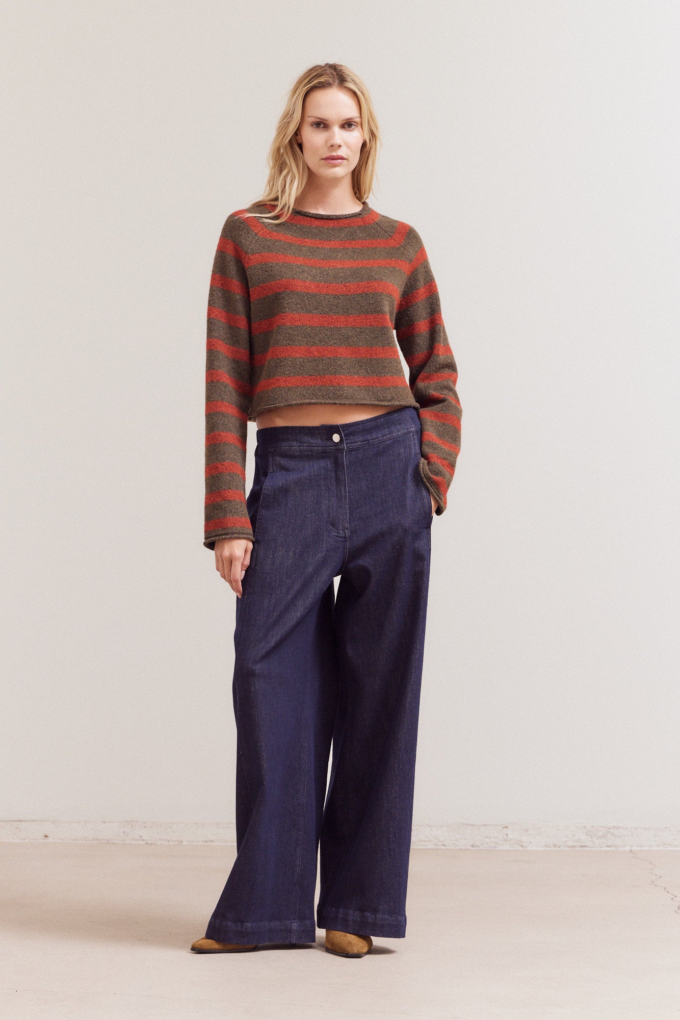 Striped Mock Neck Knitwear