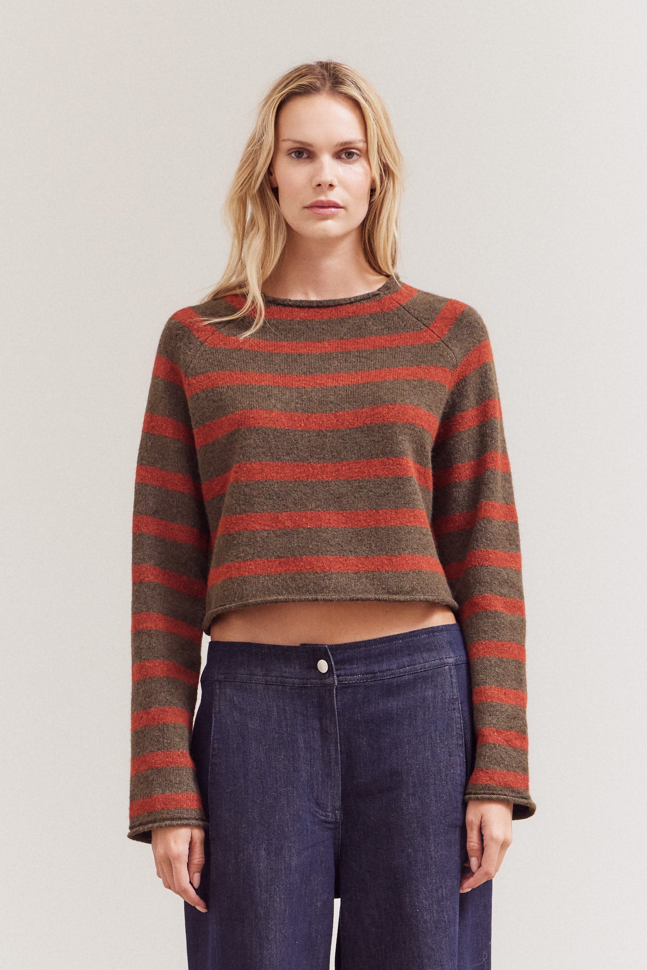 Striped Mock Neck Knitwear