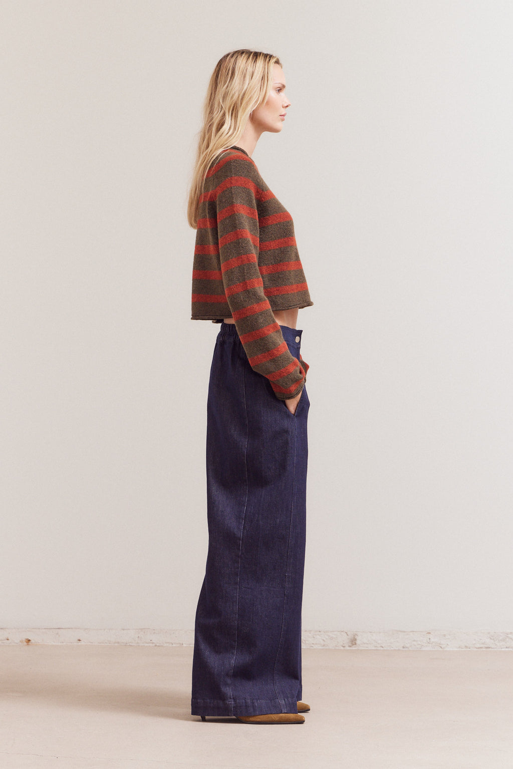 Striped Mock Neck Knitwear