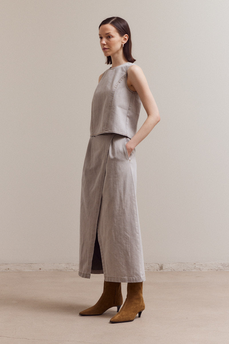 Stretch Denim Sleeveless Top
