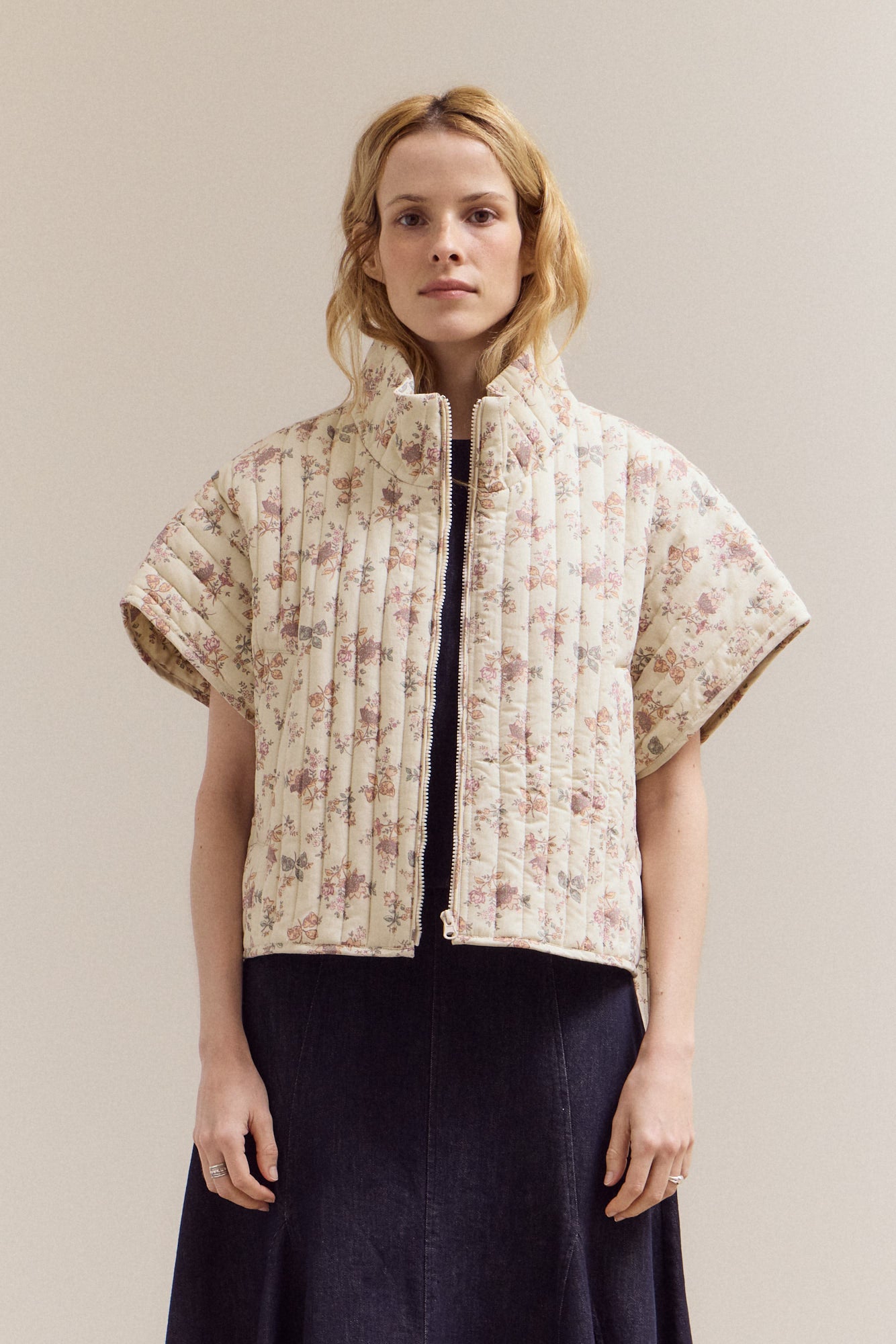 Cotton Floral Quilted Vest
