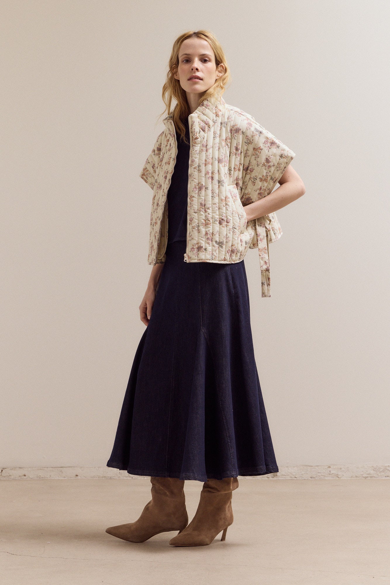 Cotton Floral Quilted Vest