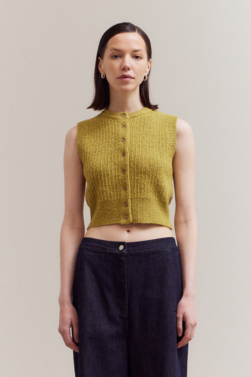 Fitted Button Up Sleeveless Top