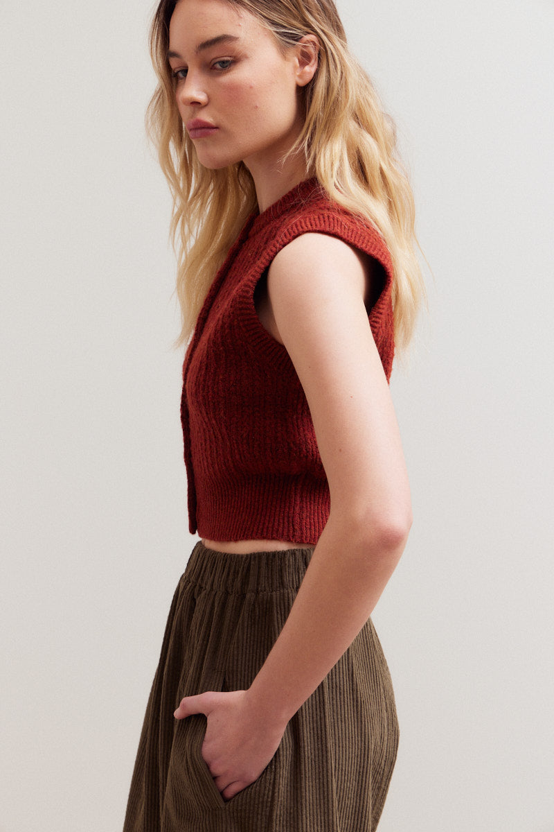 Fitted Button Up Sleeveless Top