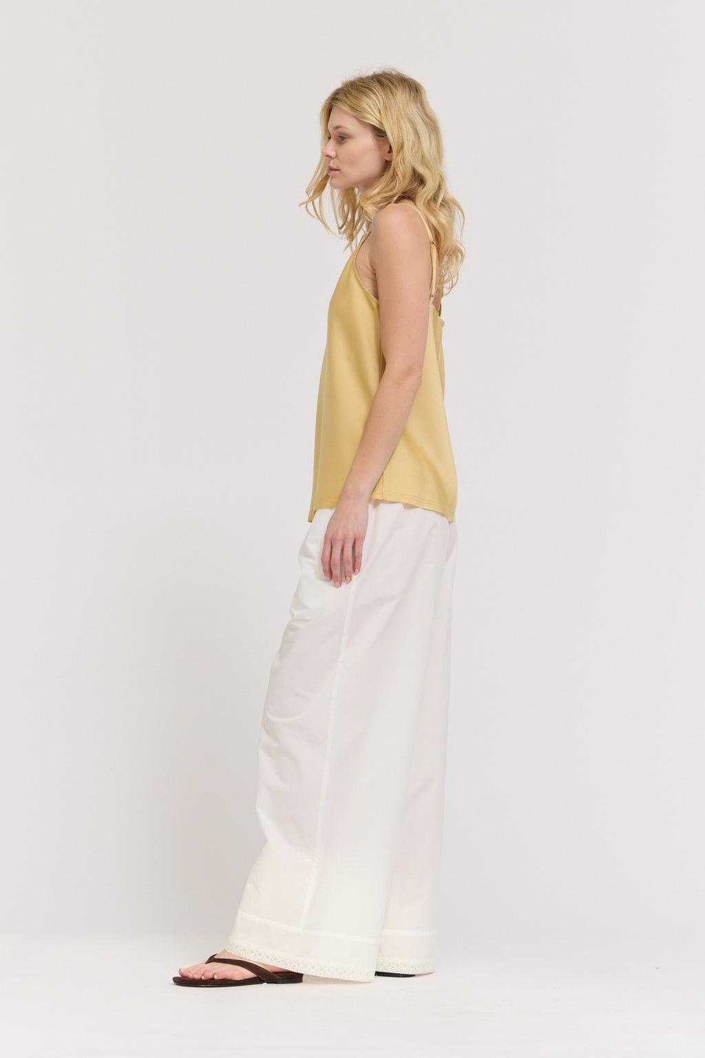 V-Neck Satin Camisole Top in Daffodil