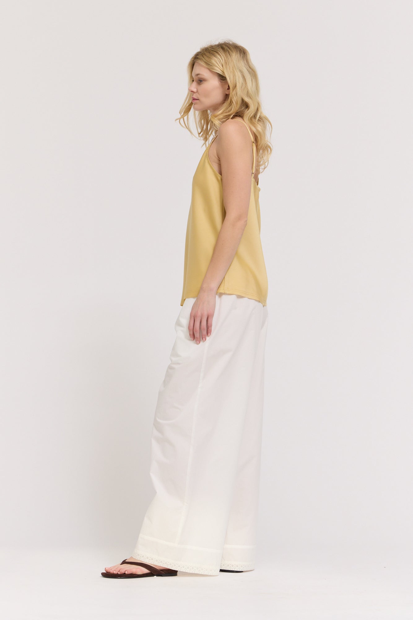 V-Neck Satin Camisole Top in Daffodil
