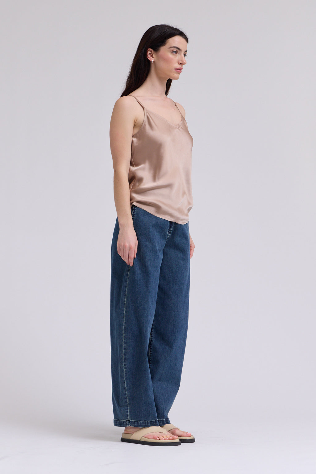 V-Neck Satin Camisole Top in Mocha