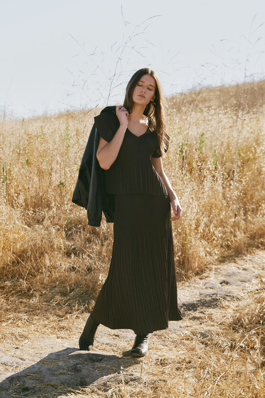 Wrinkle Pleats A-Line Skirt