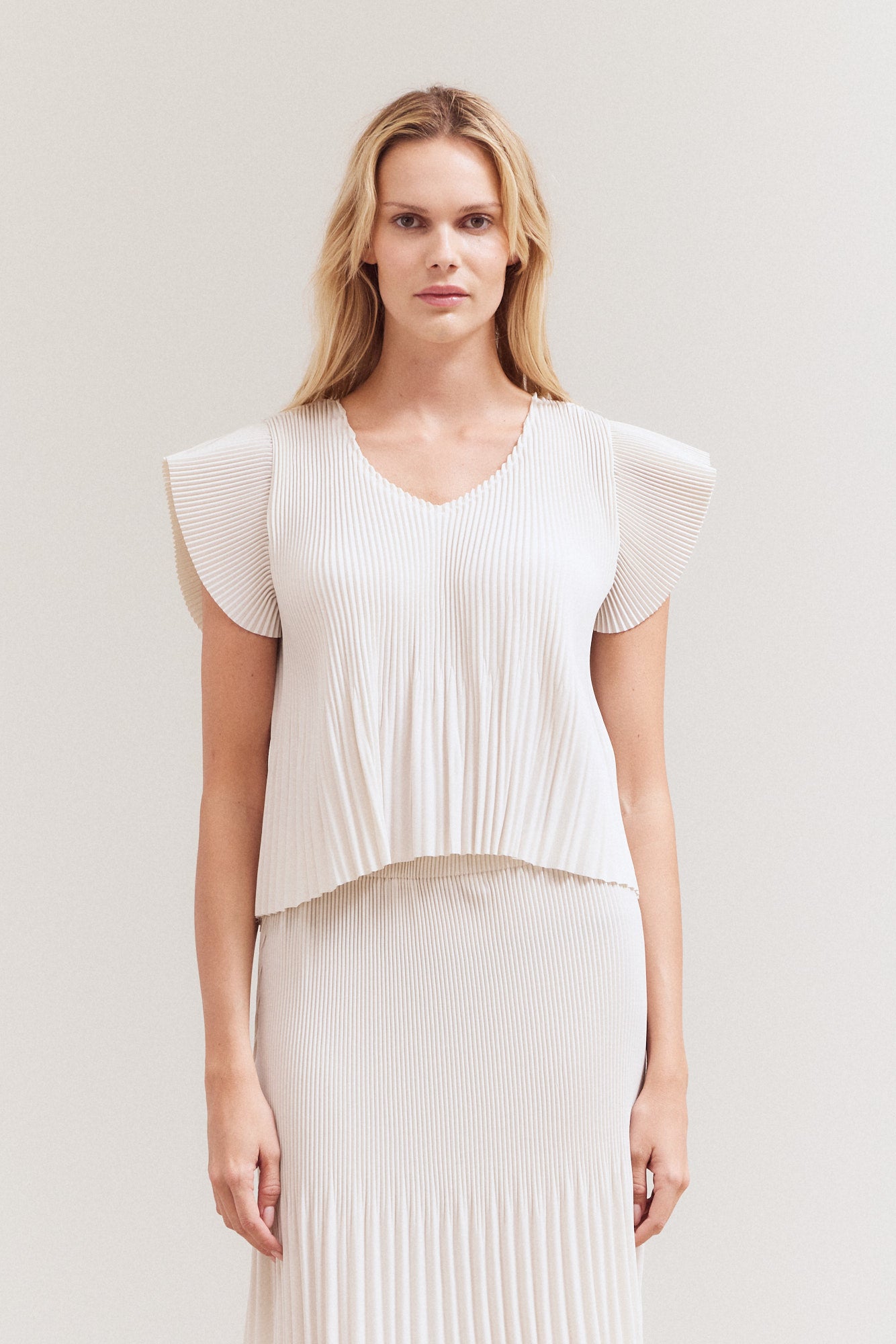 Wrinkled Pleats Ruffle Top