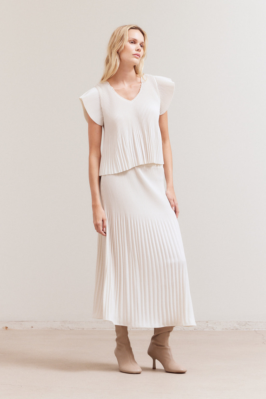 Wrinkled Pleats Ruffle Top