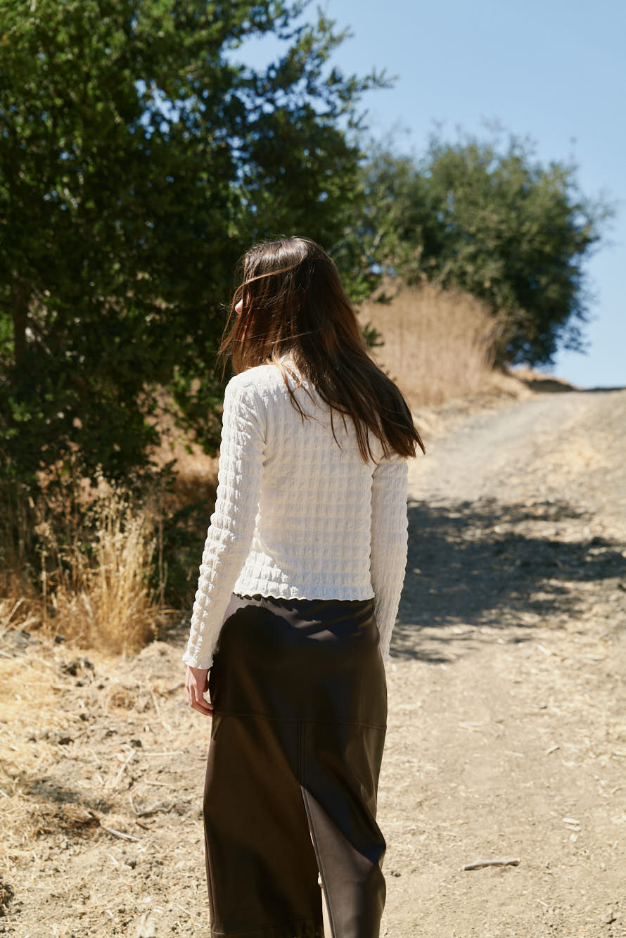 Seered Mock Neck Top