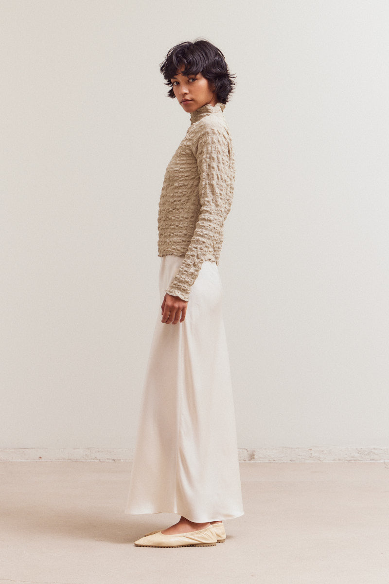 Seered Mock Neck Top